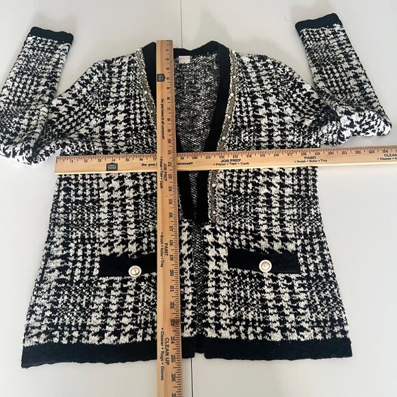 Chicos Open Front Blazer Cardigan Sz 0 US S Old Money Glam Classic Pearls - Picture 5 of 7